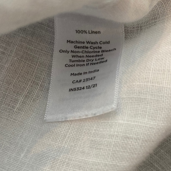 TALBOTS 100% Linen Popover Tunic Top Medium White Side Button Detail Coastal - Picture 8 of 8